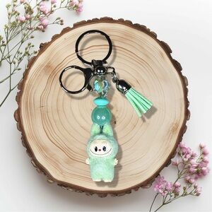 Labubu Mini Mint Green Flocked Keychain